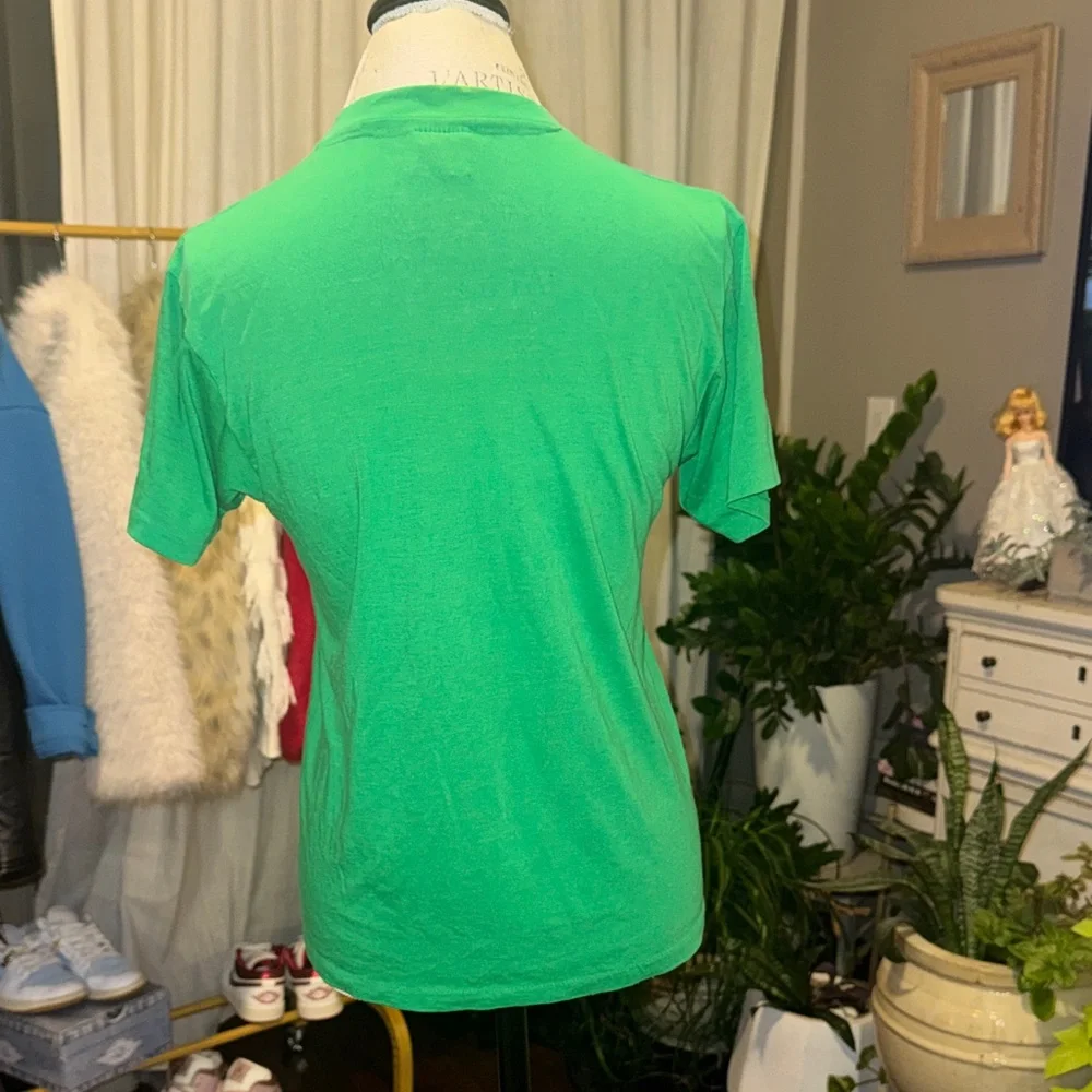 Hanes Fifty Fifty Combed Vintage Tee Green Graphic Womens Shirt National Guard M - Picture 5 of 9